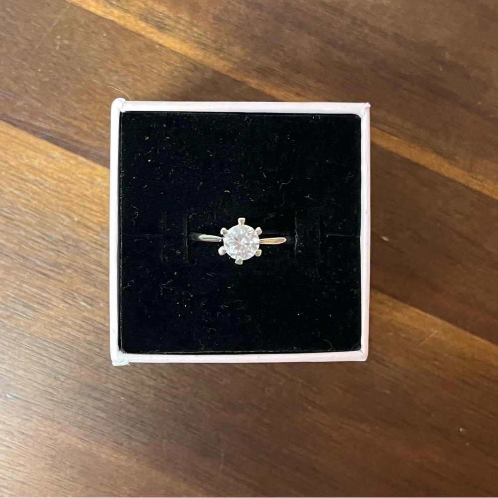 18KRGP Solitaire Ring Size 9 18K White Gold Rolled Gold Plate RoundCZ Engagement